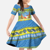 Palau Christmas Kid Short Sleeve Dress Chilling Santa Ungil Kurismas - Polynesian Pride