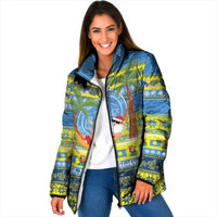 Palau Christmas Padded Jacket Chilling Santa Ungil Kurismas LT14 Women Yellow - Polynesian Pride