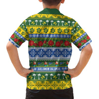 Solomon Islands Christmas Family Matching Off The Shoulder Long Sleeve Dress and Hawaiian Shirt The Solomons Melanesian Meri Krismas LT14 - Polynesian Pride