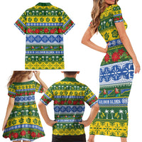 Solomon Islands Christmas Family Matching Short Sleeve Bodycon Dress and Hawaiian Shirt The Solomons Melanesian Meri Krismas LT14 - Polynesian Pride