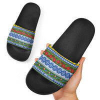 Solomon Islands Christmas Slide Sandals The Solomons Melanesian Meri Krismas - Polynesian Pride