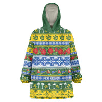 Solomon Islands Christmas Wearable Blanket Hoodie The Solomons Melanesian Meri Krismas LT14 One Size Green - Polynesian Pride