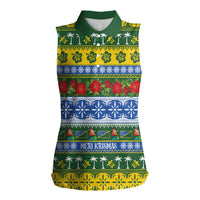 Solomon Islands Christmas Women Sleeveless Polo Shirt The Solomons Melanesian Meri Krismas LT14 Female Green - Polynesian Pride