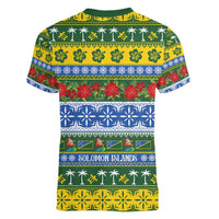 Solomon Islands Christmas Women V-Neck T-Shirt The Solomons Melanesian Meri Krismas LT14 - Polynesian Pride