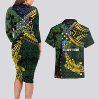 Solomon Islands Couples Matching Long Sleeve Bodycon Dress and Hawaiian Shirt 677 Proud Crocodile Melanesian Pattern LT14 - Polynesian Pride