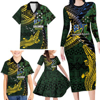 Solomon Islands Family Matching Long Sleeve Bodycon Dress and Hawaiian Shirt 677 Proud Crocodile Melanesian Pattern LT14 - Polynesian Pride