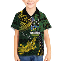 Solomon Islands Family Matching Off The Shoulder Long Sleeve Dress and Hawaiian Shirt 677 Proud Crocodile Melanesian Pattern LT14 Son's Shirt Black - Polynesian Pride