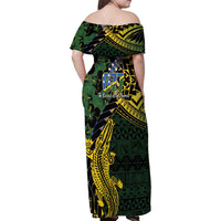 Solomon Islands Family Matching Off Shoulder Maxi Dress and Hawaiian Shirt 677 Proud Crocodile Melanesian Pattern LT14 - Polynesian Pride