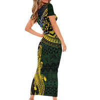 Solomon Islands Family Matching Short Sleeve Bodycon Dress and Hawaiian Shirt 677 Proud Crocodile Melanesian Pattern LT14 - Polynesian Pride