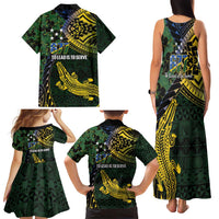 Solomon Islands Family Matching Tank Maxi Dress and Hawaiian Shirt 677 Proud Crocodile Melanesian Pattern LT14 - Polynesian Pride