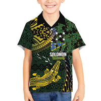 Solomon Islands Family Matching Tank Maxi Dress and Hawaiian Shirt 677 Proud Crocodile Melanesian Pattern LT14 Son's Shirt Black - Polynesian Pride
