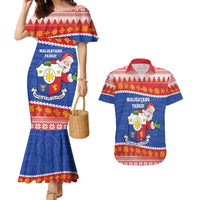 Personalized The Philippines Christmas Couples Matching Mermaid Dress and Hawaiian Shirt Pilipinas Parol - Maligayang Pasko! LT14 Blue - Polynesian Pride