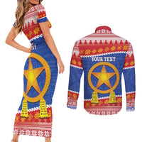 Personalized The Philippines Christmas Couples Matching Short Sleeve Bodycon Dress and Long Sleeve Button Shirt Pilipinas Parol - Maligayang Pasko! LT14 - Polynesian Pride