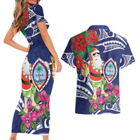 Guam Christmas Couples Matching Short Sleeve Bodycon Dress and Hawaiian Shirt Poinsettia With Bougainvillea - Felis Pasgua! LT14 - Polynesian Pride