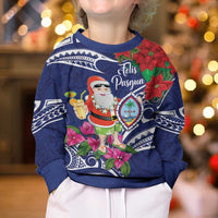Guam Christmas Kid Ugly Christmas Sweater Poinsettia With Bougainvillea - Felis Pasgua! LT14 - Polynesian Pride
