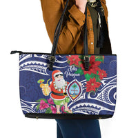 Guam Christmas Leather Tote Bag Poinsettia With Bougainvillea - Felis Pasgua! LT14 - Polynesian Pride