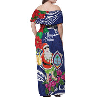 Guam Christmas Off Shoulder Maxi Dress Poinsettia With Bougainvillea - Felis Pasgua! LT14 - Polynesian Pride