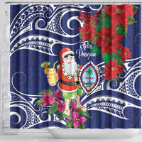 Guam Christmas Shower Curtain Poinsettia With Bougainvillea - Felis Pasgua! LT14 - Polynesian Pride