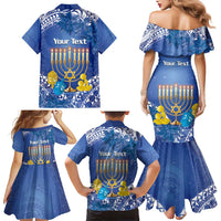 Personalised Hanukkah Jewish Festival Family Matching Mermaid Dress and Hawaiian Shirt It's Lit - Polynesian Pattern LT14 - Polynesian Pride
