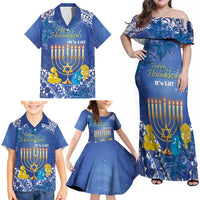 Personalised Hanukkah Jewish Festival Family Matching Off Shoulder Maxi Dress and Hawaiian Shirt It's Lit - Polynesian Pattern LT14 - Polynesian Pride