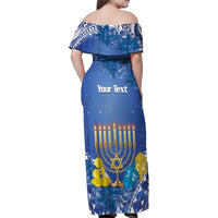Personalised Hanukkah Jewish Festival Family Matching Off Shoulder Maxi Dress and Hawaiian Shirt It's Lit - Polynesian Pattern LT14 - Polynesian Pride