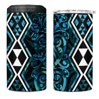 Turquoise Aotearoa 4 in 1 Can Cooler Tumbler Taniko Motifs With Paua Shell Kowhaiwhai LT14 One Size: 16 oz Turquoise - Polynesian Pride