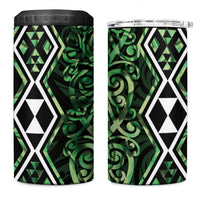 Green Aotearoa 4 in 1 Can Cooler Tumbler Taniko Motifs With Paua Shell Kowhaiwhai LT14 One Size: 16 oz Green - Polynesian Pride
