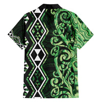 Green Aotearoa Family Matching Summer Maxi Dress and Hawaiian Shirt Taniko Motifs With Paua Shell Kowhaiwhai LT14 - Polynesian Pride
