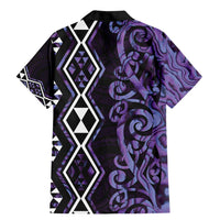 Purple Aotearoa Family Matching Mermaid Dress and Hawaiian Shirt Taniko Motifs With Paua Shell Kowhaiwhai LT14 - Polynesian Pride