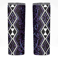 Purple Aotearoa Skinny Tumbler Taniko Motifs With Paua Shell Kowhaiwhai LT14 Purple - Polynesian Pride