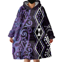 Purple Aotearoa Wearable Blanket Hoodie Taniko Motifs With Paua Shell Kowhaiwhai LT14 - Polynesian Pride