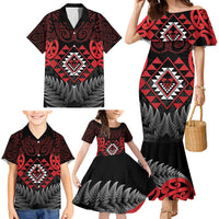 Aotearoa Kiwi Taniko Family Matching Mermaid Dress and Hawaiian Shirt Silver Fern With Maori Koru Pattern LT14 - Polynesian Pride
