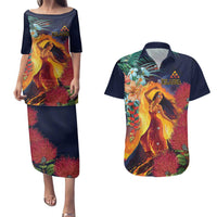 Hawaii Kilauea Big Islands Couples Matching Puletasi and Hawaiian Shirt Pele Goddess With Tropical Flowers LT14 Art - Polynesian Pride