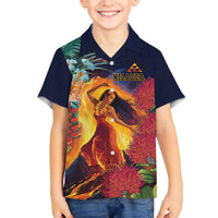 Hawaii Kilauea Big Islands Family Matching Off The Shoulder Long Sleeve Dress and Hawaiian Shirt Pele Goddess With Tropical Flowers LT14 Son's Shirt Art - Polynesian Pride