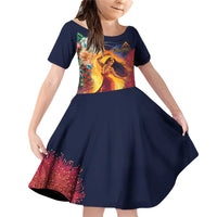 Hawaii Kilauea Big Islands Family Matching Off Shoulder Short Dress and Hawaiian Shirt Pele Goddess With Tropical Flowers LT14 Daughter's Dress Art - Polynesian Pride