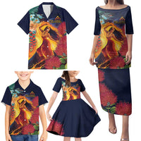 Hawaii Kilauea Big Islands Family Matching Puletasi and Hawaiian Shirt Pele Goddess With Tropical Flowers LT14 - Polynesian Pride