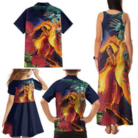 Hawaii Kilauea Big Islands Family Matching Tank Maxi Dress and Hawaiian Shirt Pele Goddess With Tropical Flowers LT14 - Polynesian Pride