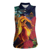 Hawaii Kilauea Big Islands Women Sleeveless Polo Shirt Pele Goddess With Tropical Flowers LT14 Female Art - Polynesian Pride