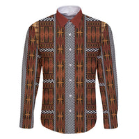 Malo e Lelei Tonga Family Matching Mermaid Dress and Hawaiian Shirt Tongan Ngatu Tapa Cloth LT14 Dad's Shirt - Long Sleeve Orange - Polynesian Pride