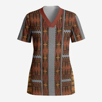 Malo e Lelei Tonga Scrub Top Tongan Ngatu Tapa Cloth LT14 Adult Orange - Polynesian Pride