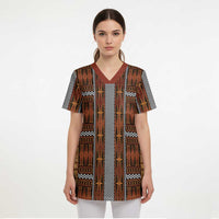 Malo e Lelei Tonga Scrub Top Tongan Ngatu Tapa Cloth LT14 - Polynesian Pride