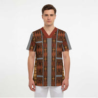 Malo e Lelei Tonga Scrub Top Tongan Ngatu Tapa Cloth LT14 - Polynesian Pride