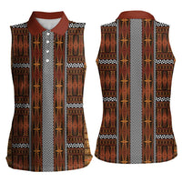 Malo e Lelei Tonga Women Sleeveless Polo Shirt Tongan Ngatu Tapa Cloth LT14 - Polynesian Pride