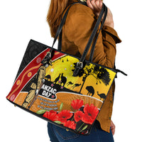 New Zealand And Australia ANZAC Day Leather Tote Bag Aboriginal Maori Starring Night Style LT14 - Polynesian Pride
