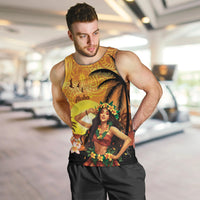 Aloha Hawaii Women's Day Men Tank Top Hula Girl With Sunset Vibes LT14 Yellow - Polynesian Pride
