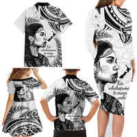 New Zealand Women's Day Family Matching Long Sleeve Bodycon Dress and Hawaiian Shirt Aotearoa Kia Whakapumau Te Mana Wahine LT14 - Polynesian Pride