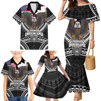 Talofa American Samoa Flag Day Family Matching Mermaid Dress and Hawaiian Shirt Bald Eagle Polynesian Tattoo LT14 - Polynesian Pride