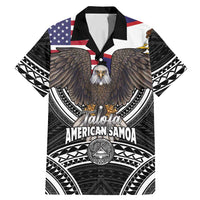 Talofa American Samoa Flag Day Family Matching Mermaid Dress and Hawaiian Shirt Bald Eagle Polynesian Tattoo LT14 Dad's Shirt - Short Sleeve Black - Polynesian Pride