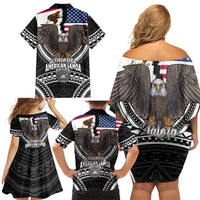 Talofa American Samoa Flag Day Family Matching Off Shoulder Short Dress and Hawaiian Shirt Bald Eagle Polynesian Tattoo LT14 - Polynesian Pride