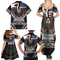Talofa American Samoa Flag Day Family Matching Summer Maxi Dress and Hawaiian Shirt Bald Eagle Polynesian Tattoo LT14 - Polynesian Pride